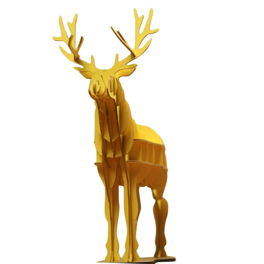 DIY Card Reindeer Model Cardboard Elk Model s Assembly Toy Gift 3D Puzzles for Children Teens Adult