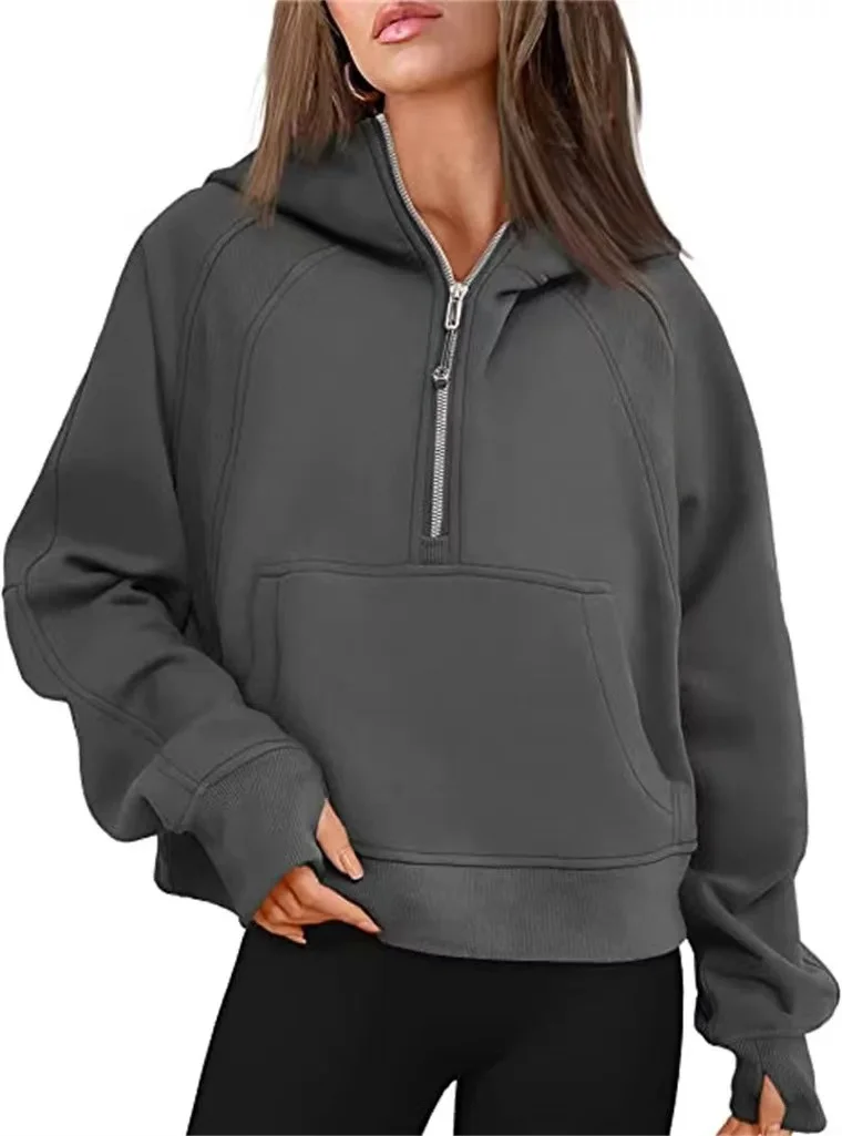 2023 Autumn Winter Hoodies Women Vintage Warm Zipper Loose Hooded Shirt Casual Oversize Pullover Street Sweatshirt Y2k Clothes