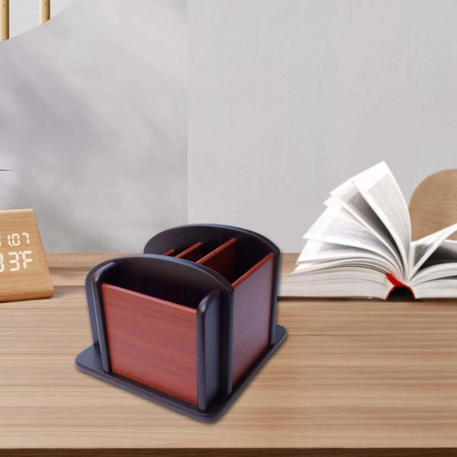Wooden Office Supplies Table Multifunctional Living Room Durable Storage Case 4 Grids Desk Tidy Candy Desktop Pen Holder