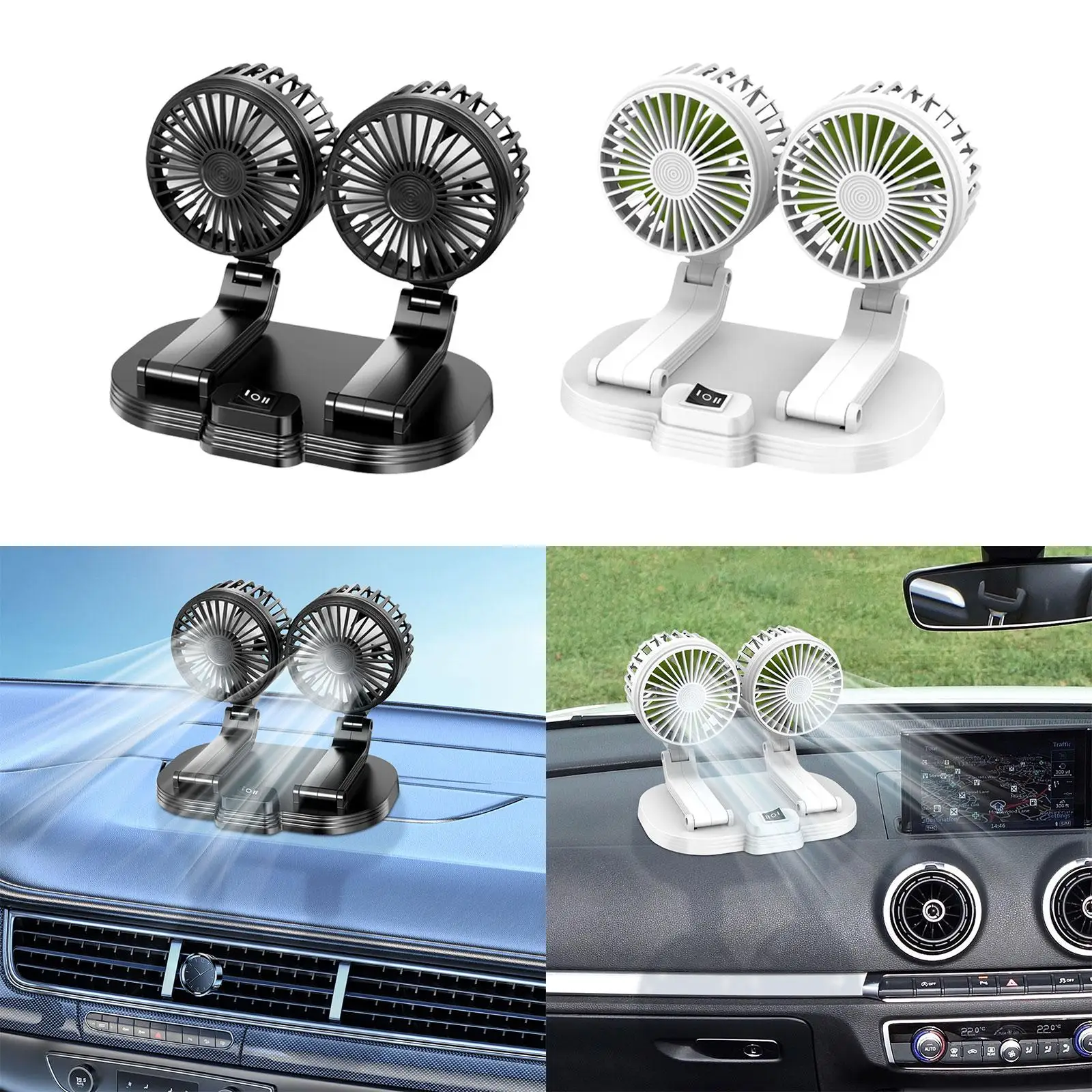 Car Head Fittings Auto Cooling Fan for Dashboard RV Automotive