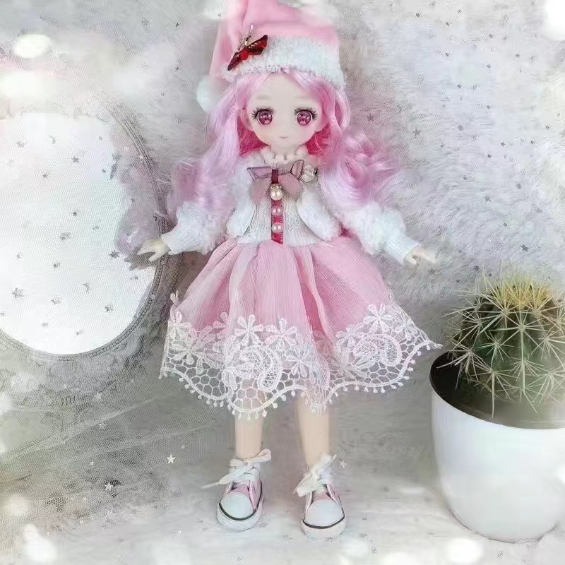 30cm Kawaii BJD Doll Girl 6 Points Joint Movable Doll with Fashion Clothes Soft Hair Dress Up Girl Toys Birthday Gift Doll New