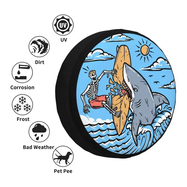Custom Skull Surfer Attacked By Shark Spare Tire Cover for Toyota Land  Cruiser Prado 4WD 4x4 Trailer Car Wheel Protector AliExpress Mobile