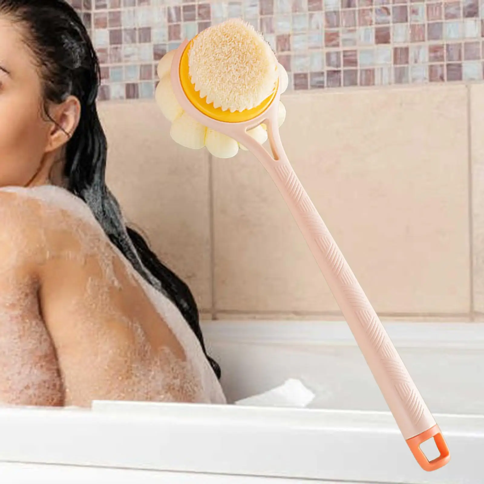 Double Side Long Handle Back Shower Brush Deep Cleaning Exfoliating Brush Back Scrubber Body Exfoliator for Bathroom Accessories