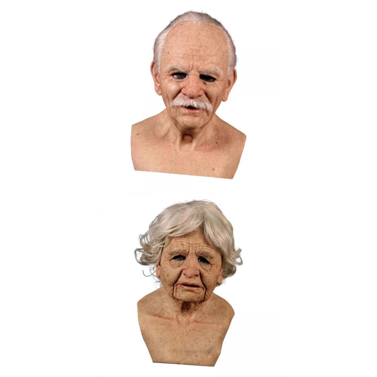 Funny Latex Mask Human Wrinkle Face Mask Grandfather Head Cover for Cosplay