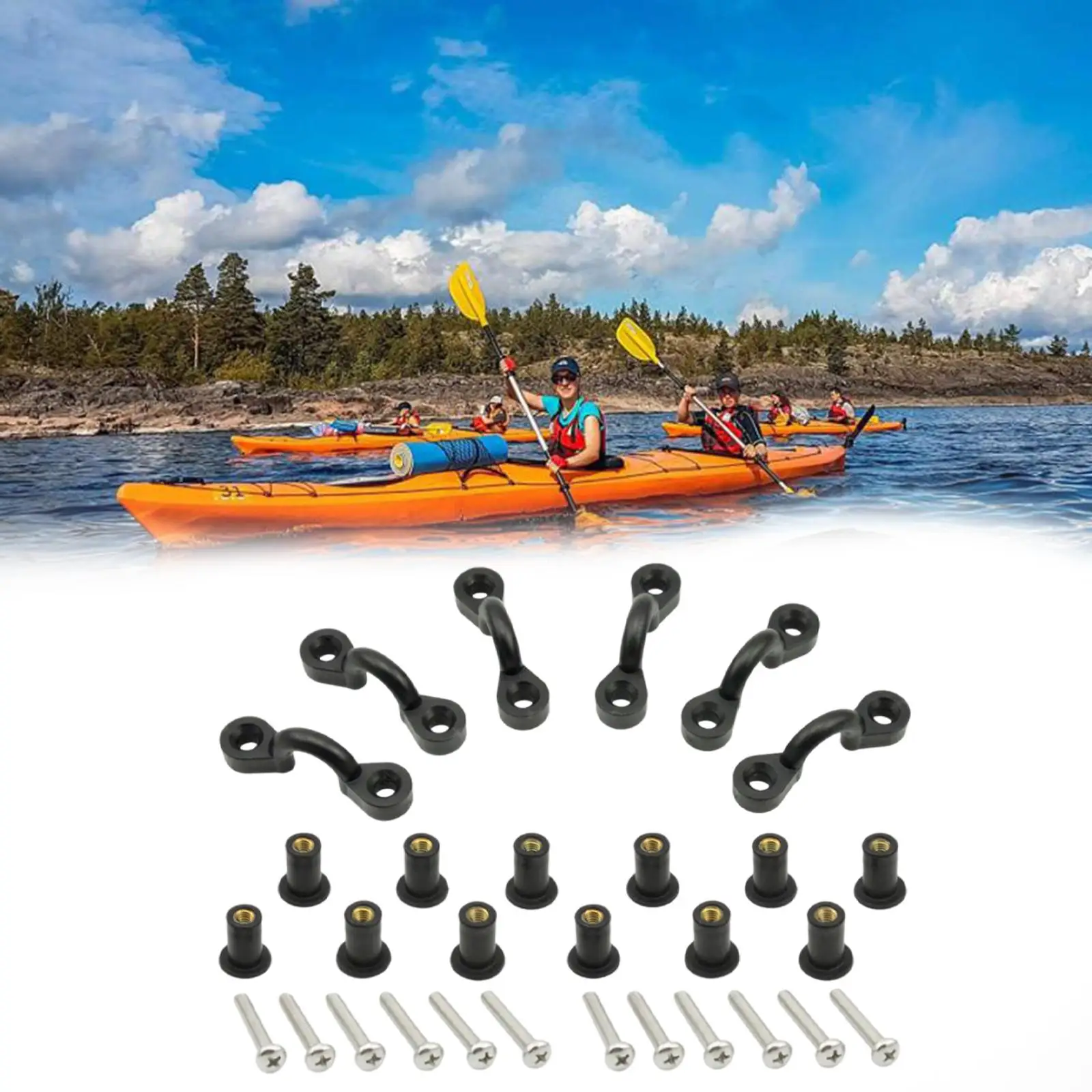 6 Kayak Handle Buckle with 12 Screws Nuts Stable Durable for Canoes