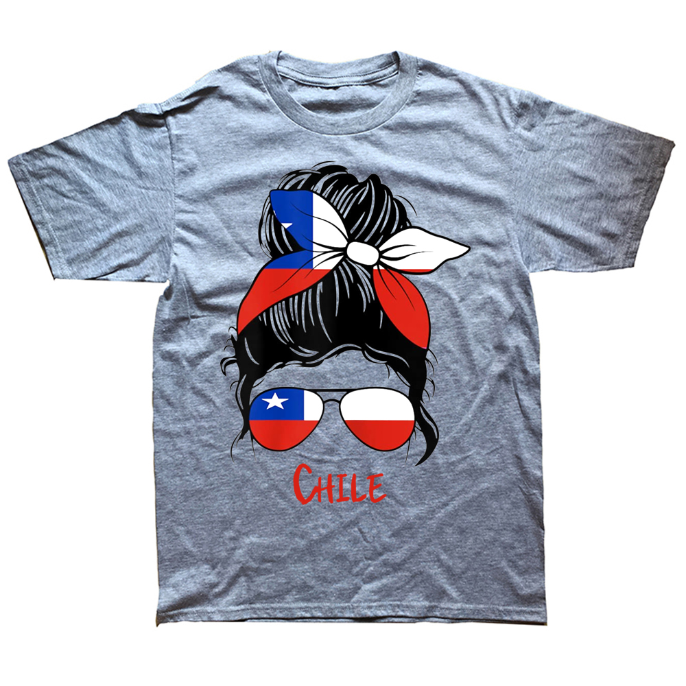 Lustige chilenische Chile Mädchen Flagge T Shirts Sommer Stil Grafik Baumwolle Streetwear Kurzarm Geburtstag Geschenke T-shirt Herren Kleidung – Detail 3