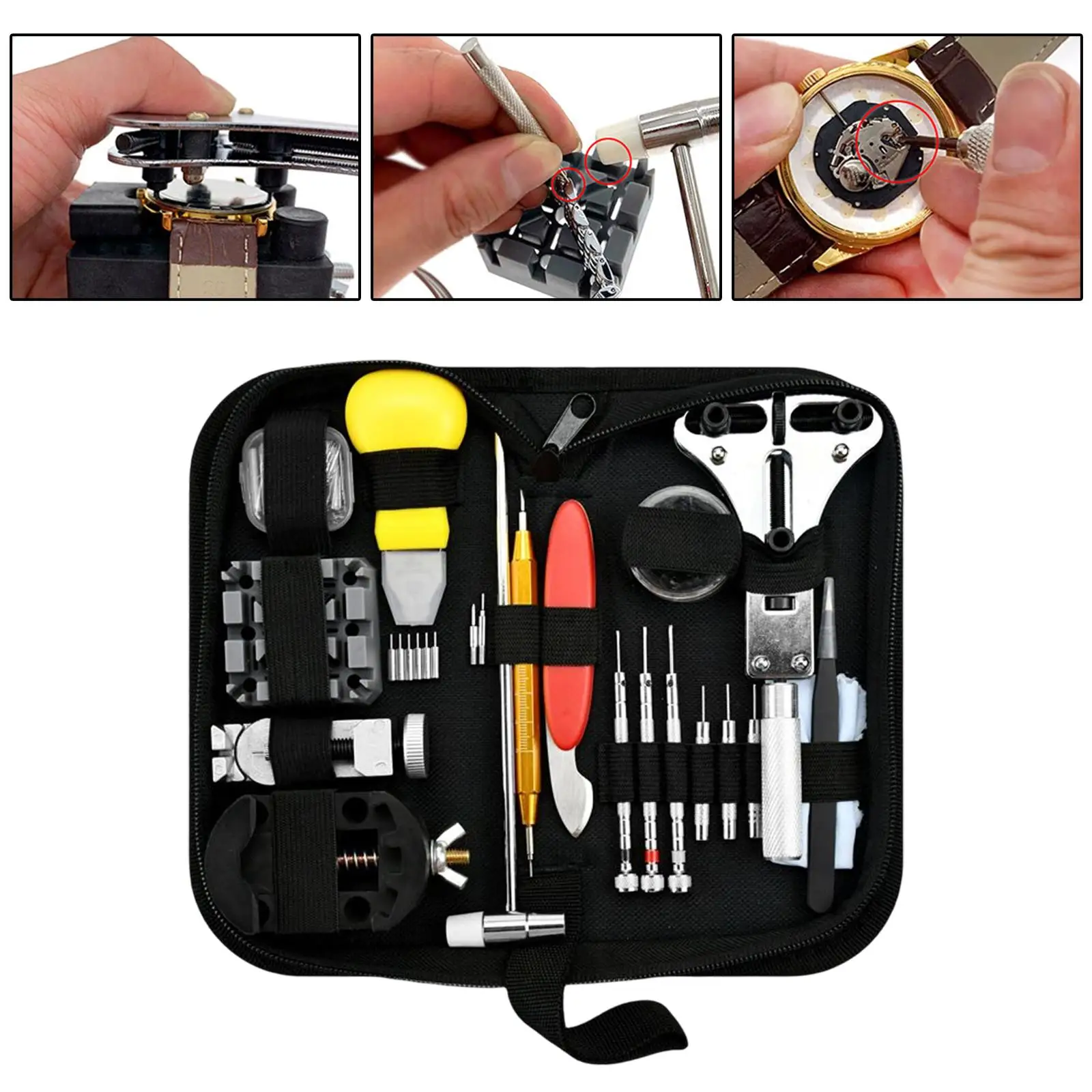 151 Pieces Watch Repair Tool Kit with Carrying Bag Clock Opener Watch Back Remover Tool for Watch Battery Replacement Watchmaker