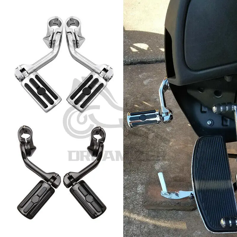 Motorcycle Universal For Harley Davidson Road Glide Road King Long Highway Foot Pegs 1-1/4" Crash Bar Engine Guard Rest Pedal