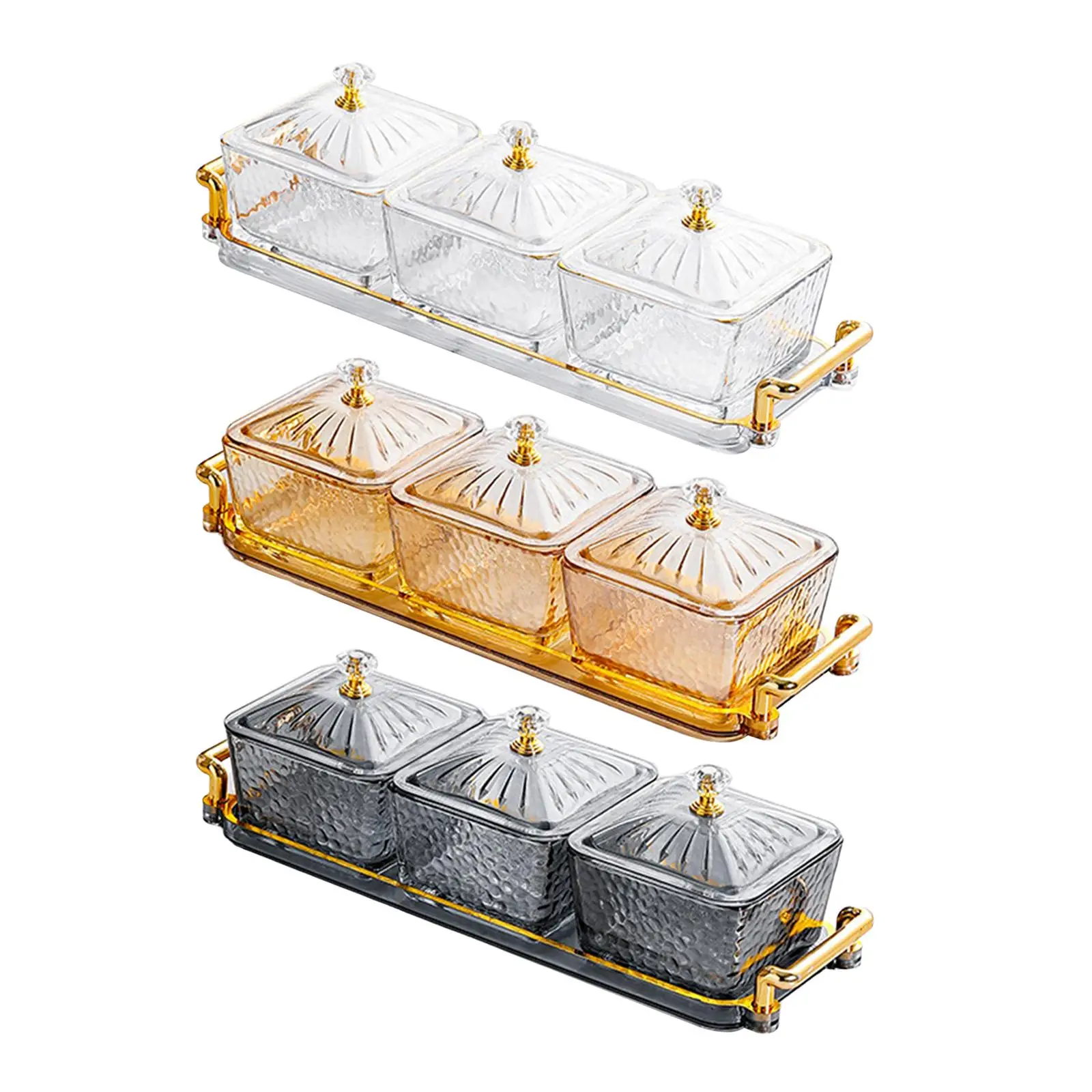 3 Compartment Food Storage with Holder Condiment Tray Nuts Candies Container Nut and Candy Serving Tray Nordic Dried Fruit Dish