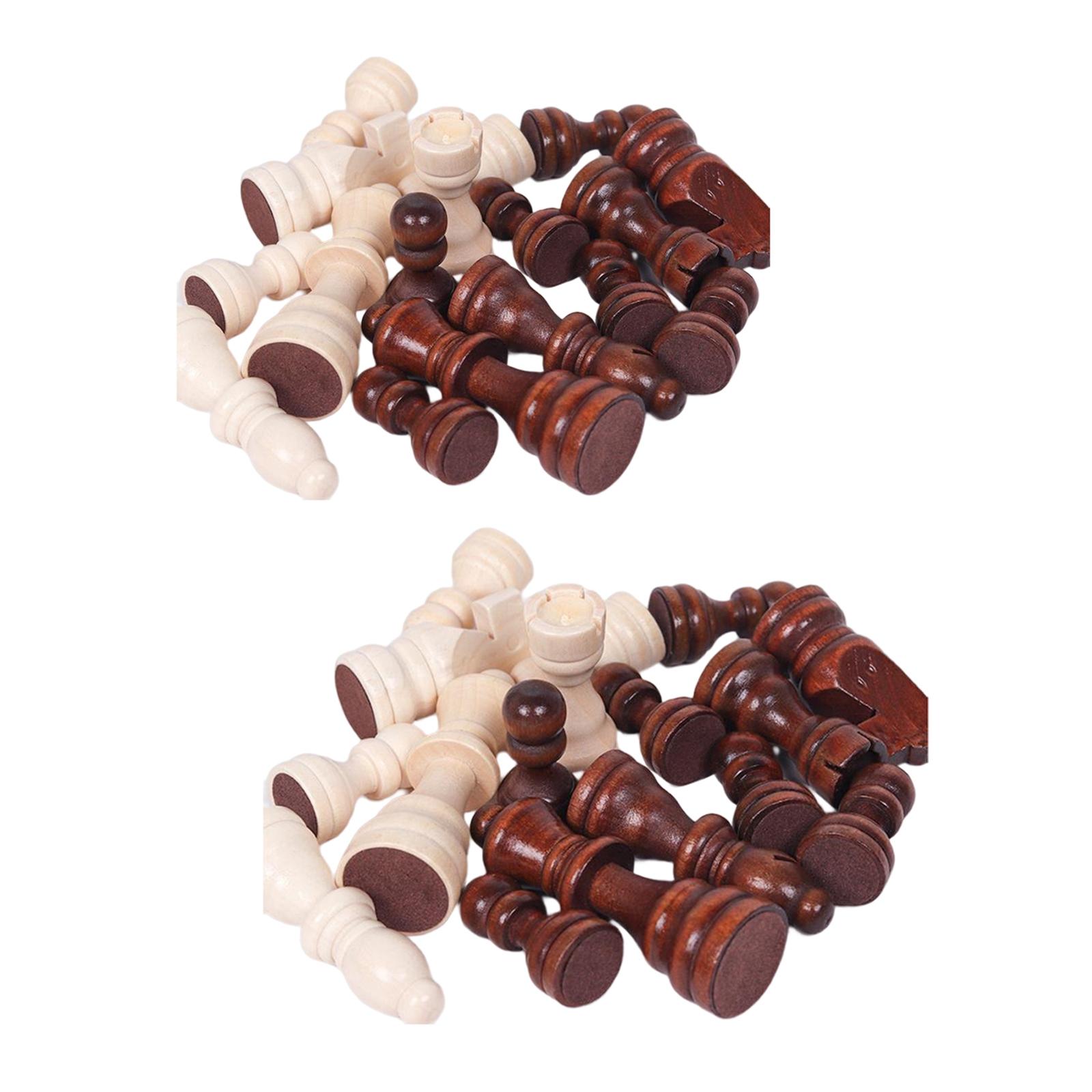 Wooden Chess Pieces Set 32 Pieces Develop Intelligence Puzzle Game Accessories Exquisite Workmanship