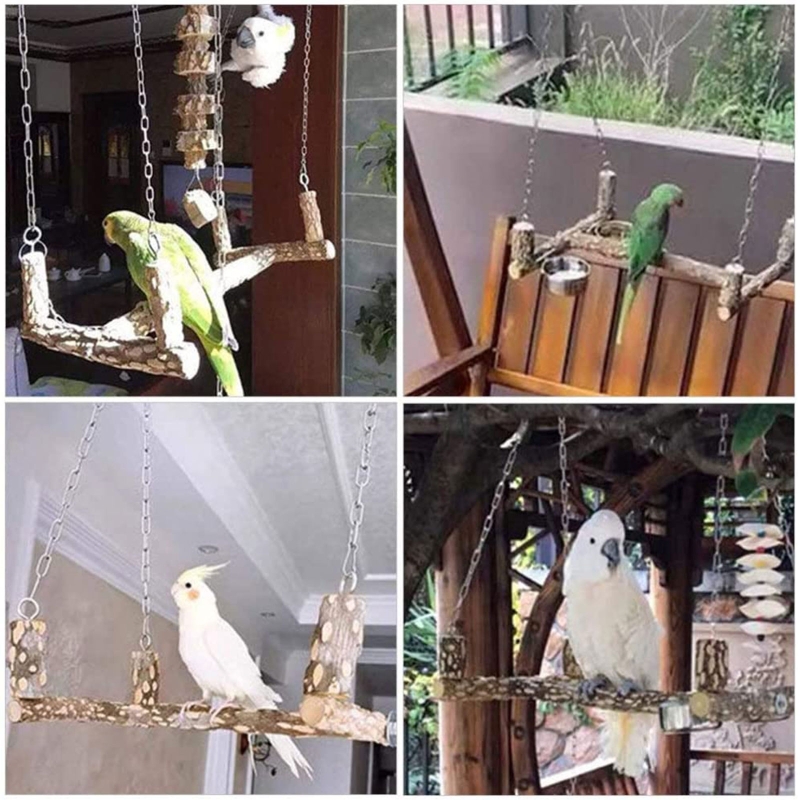 Title 4, Bird Swing for Cage 15 Inches Parrot Perch Natu...