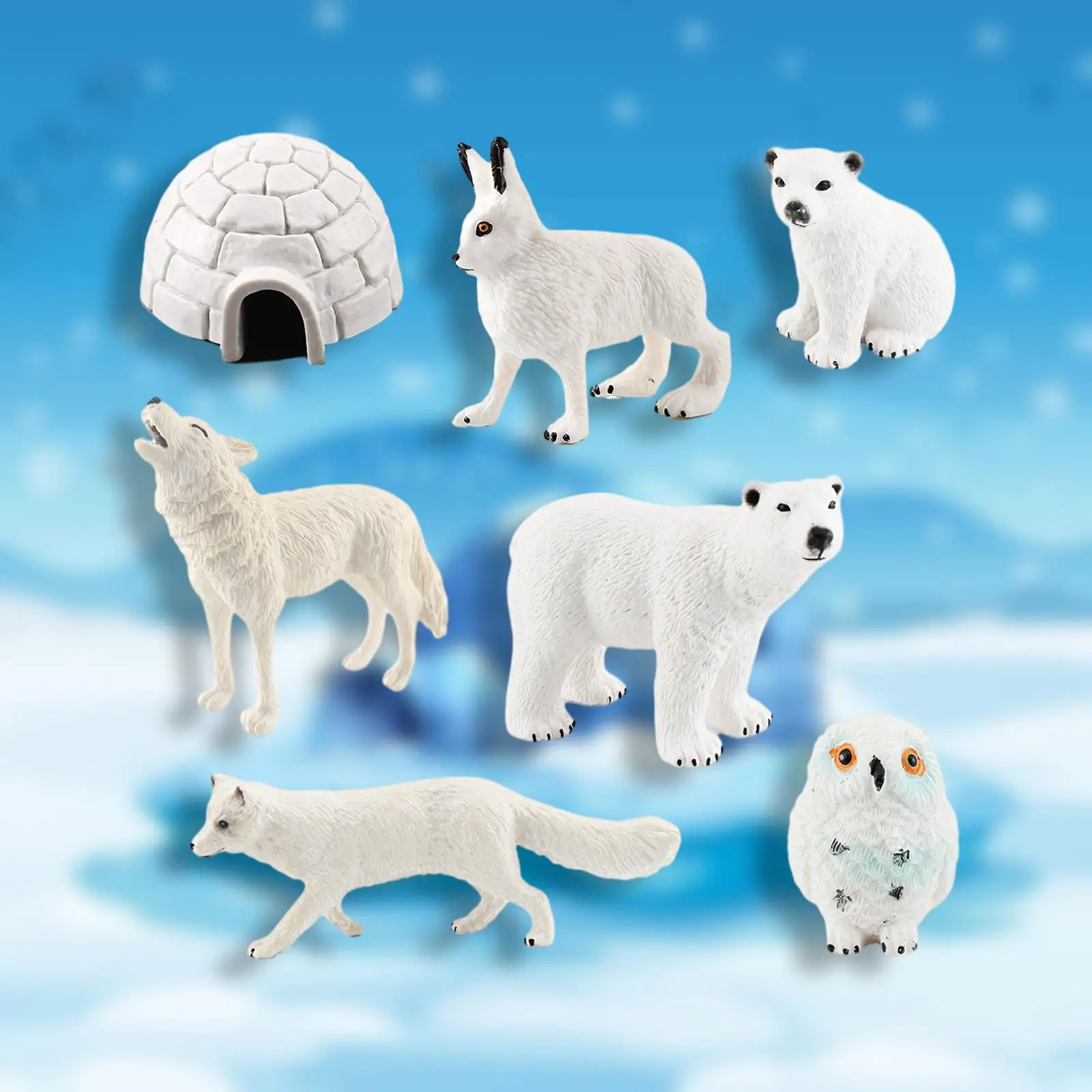 7Pcs Arctic Animals Toy Figurines Set for Cake Topper Festival Collection