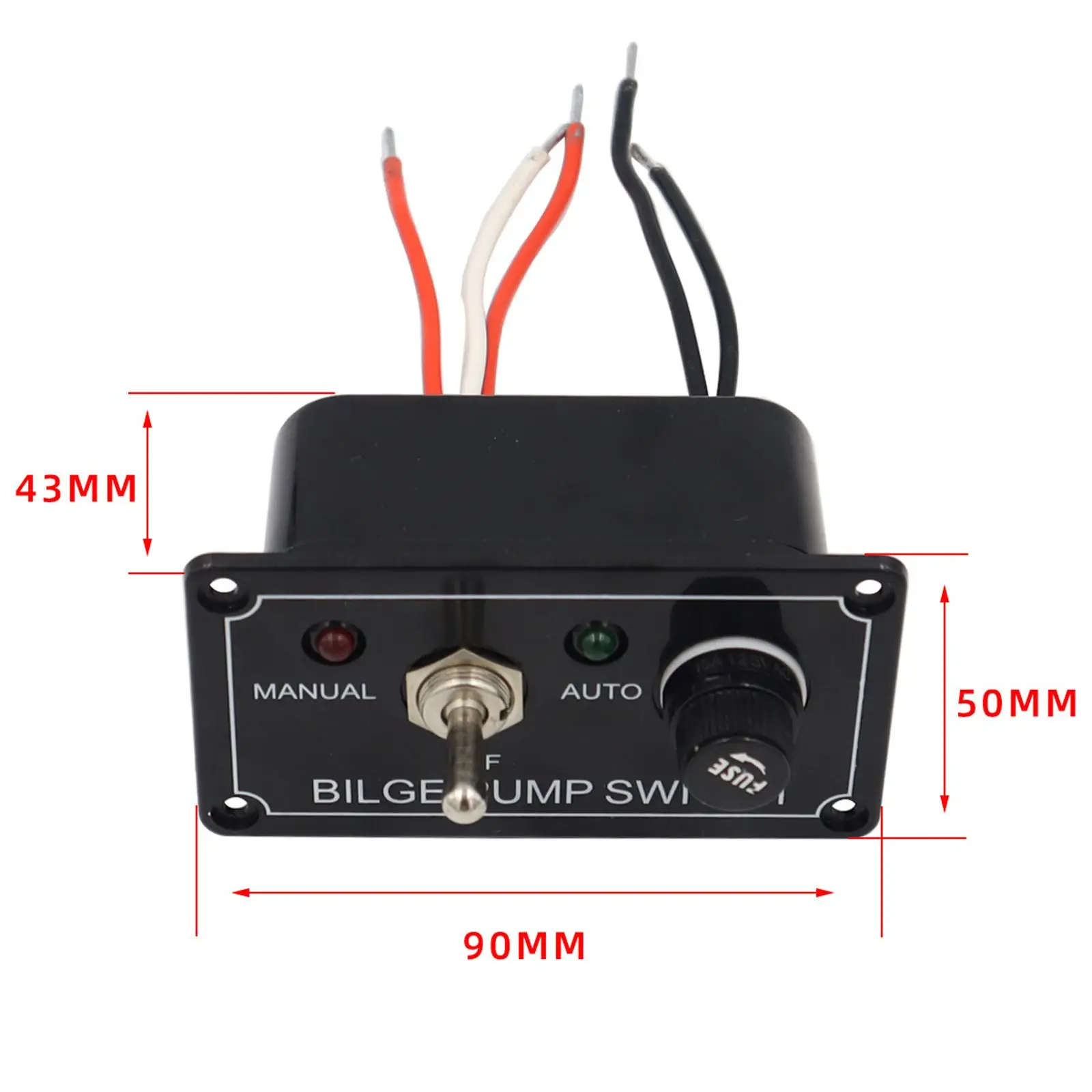 Rocker Toggle Bilge Pump Switch Panel, DC 12V 5A LED Indicator Fuse Manual/Off/Auto, for Marine Boat Cars ATV Accessory.