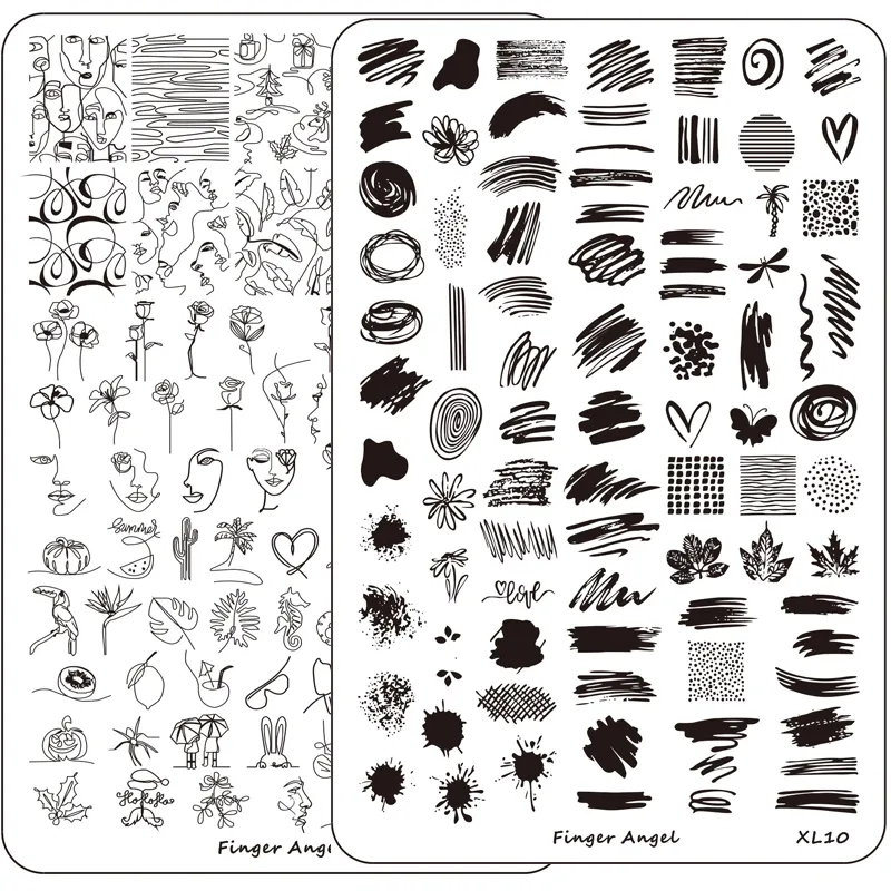 Best of Graffiti Lines Leaves Flower Face Image Printing Stencil 9.5*14.5CM Big Size Nails Stamp Templates Nail Stamping Plates Reviews & Tips