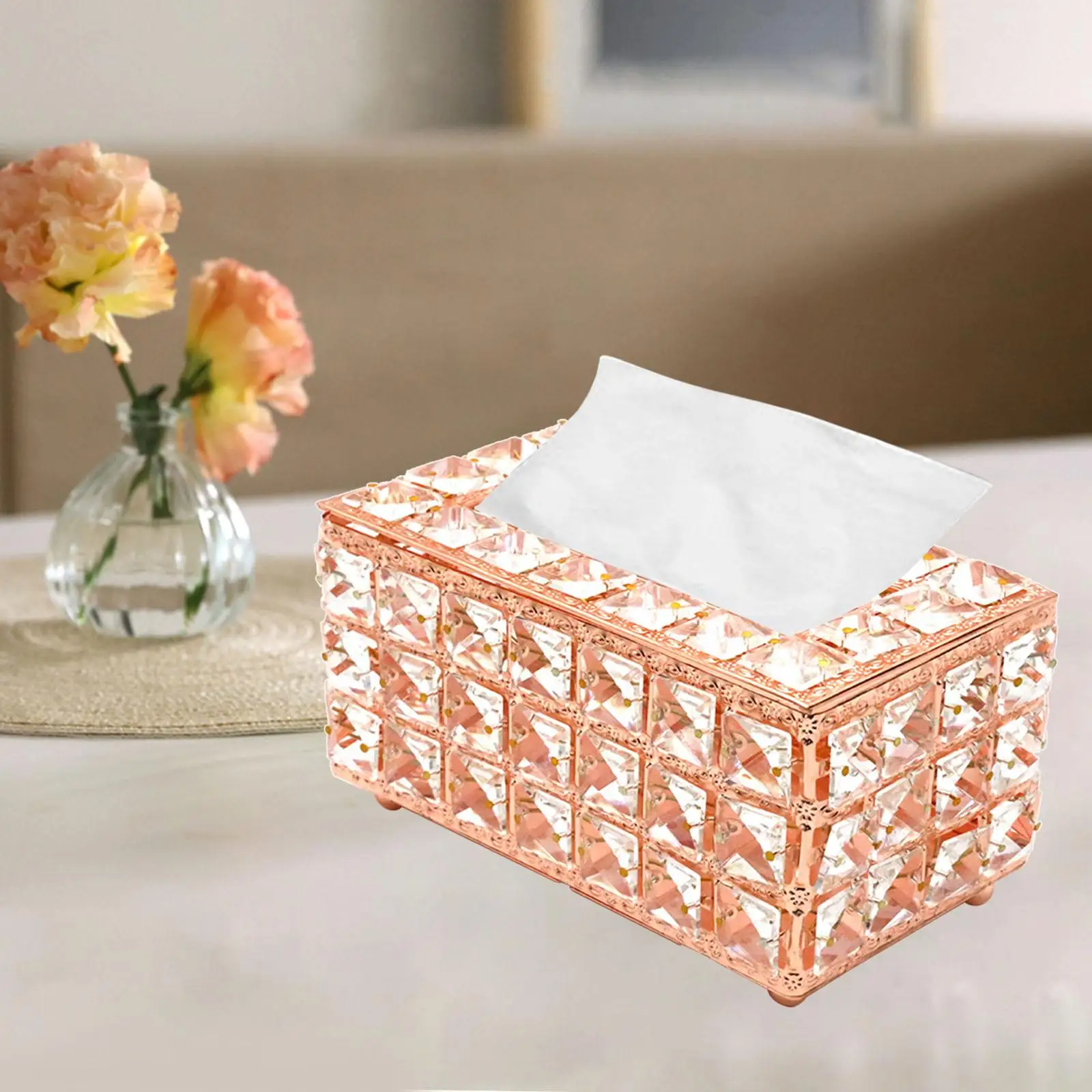 Crystal Facial Tissue Box Holder Crystal Cube Napkin Dispenser Bedroom Office Hotel Cafe Coffee House Bar