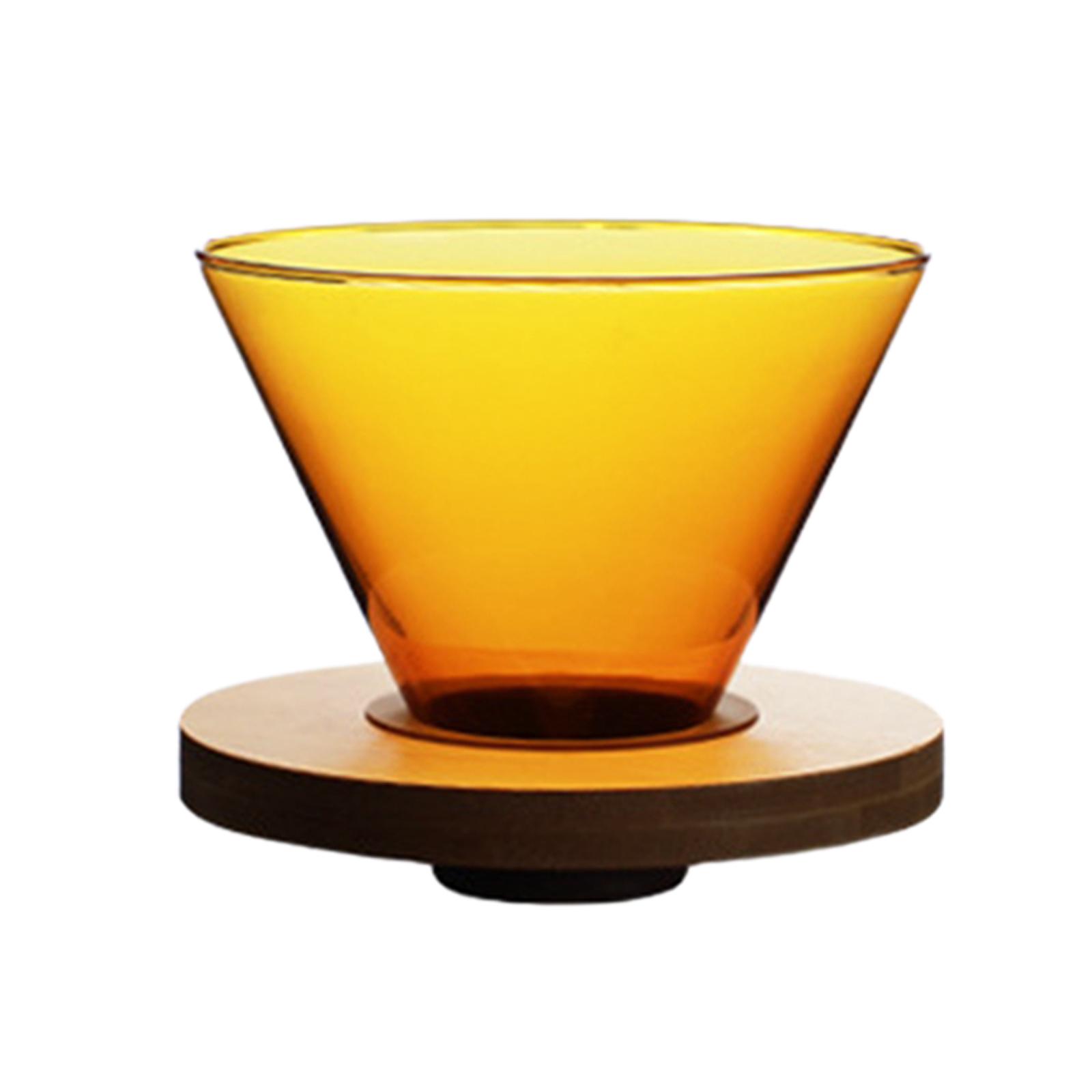 Glass Pour Over Coffee Dripper Coffee Filter Cup Wood Bottom Coffee Maker for Travel Outdoor