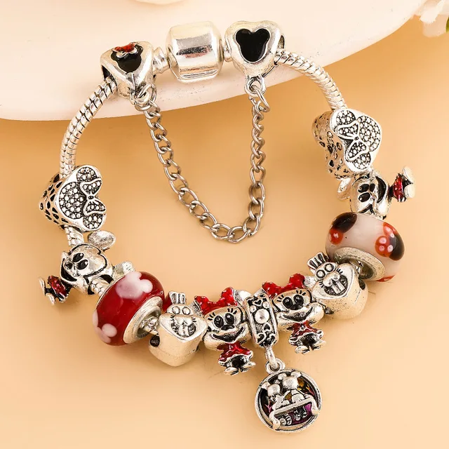 Mouttop DIY Charm Bracelets Kit for Girls, Jewelry Making Kit with Mickey Mouse Bracelet Beads Fit Pandora Charm Bracelet , Jewelry Charms,Bracelets for