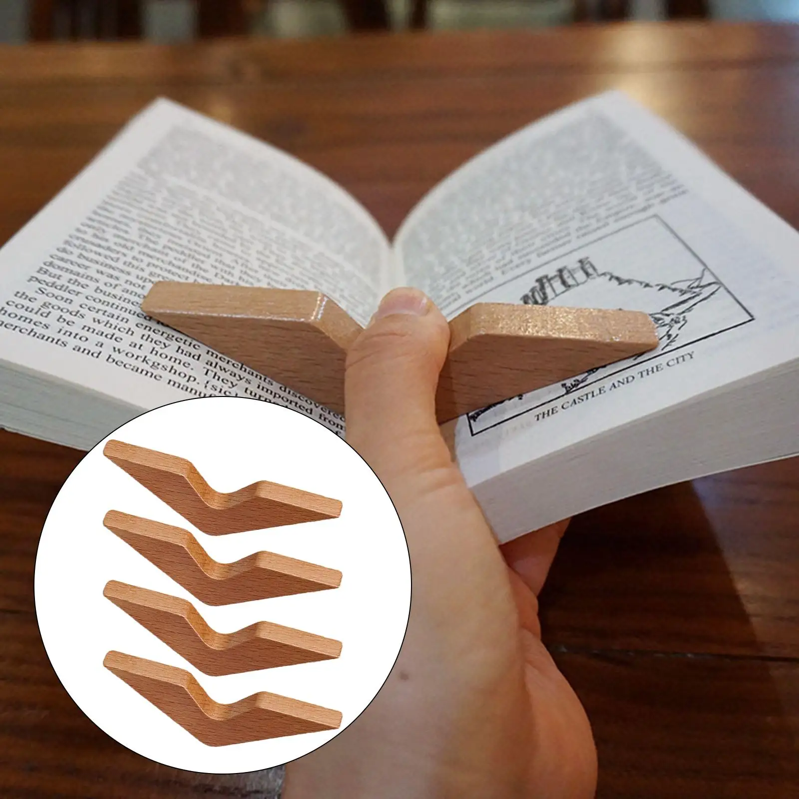 4x Wooden Thumb Page Holder Reading Bookmark Handmade Thumb Bookmark Book Reading Holder