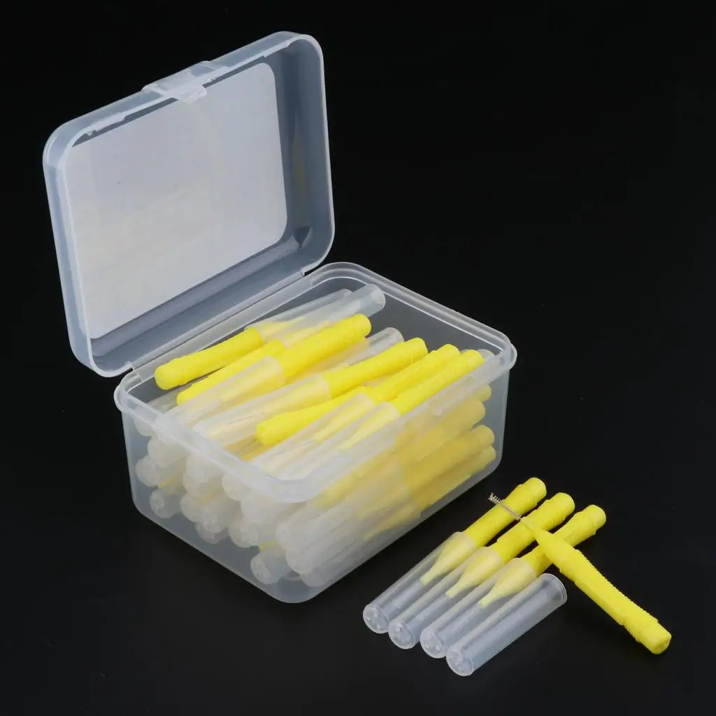 40 Pack Oral Dental Interdental Brush Plastic Tooth Pick Flosser Stick with Case
