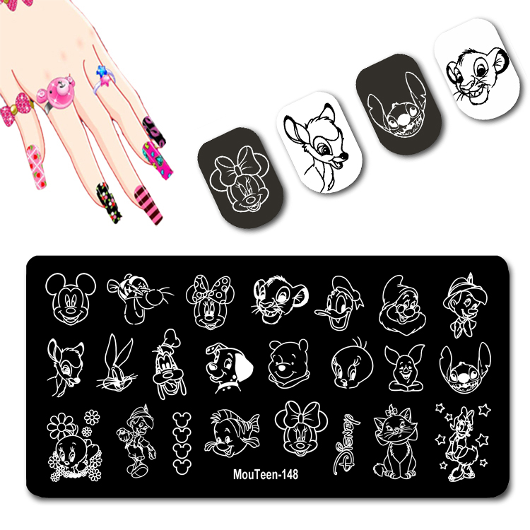 Best of Mouteen Disney Whole Series Nail Stamping Plate Animals Head Portrait Nail Stamp Plates Cartoon Figure Nail Stamp Plates #148 Reviews & Tips