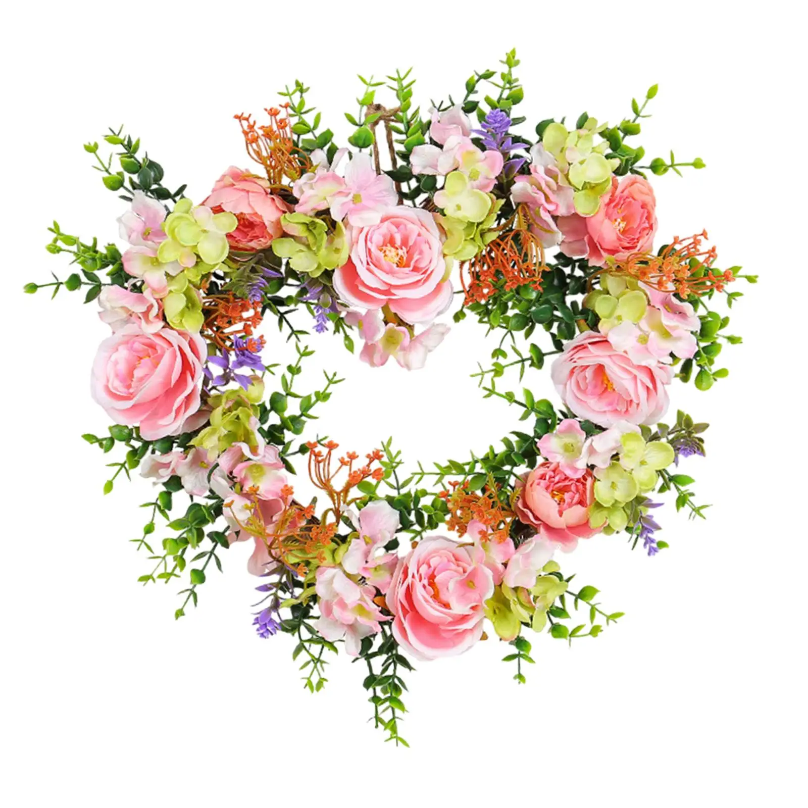 2024 Valentines Day Heart Shaped Artificial Rose Wreath Lightweight Durable Lifelike Front Door Wreath for Outdoor Indoor