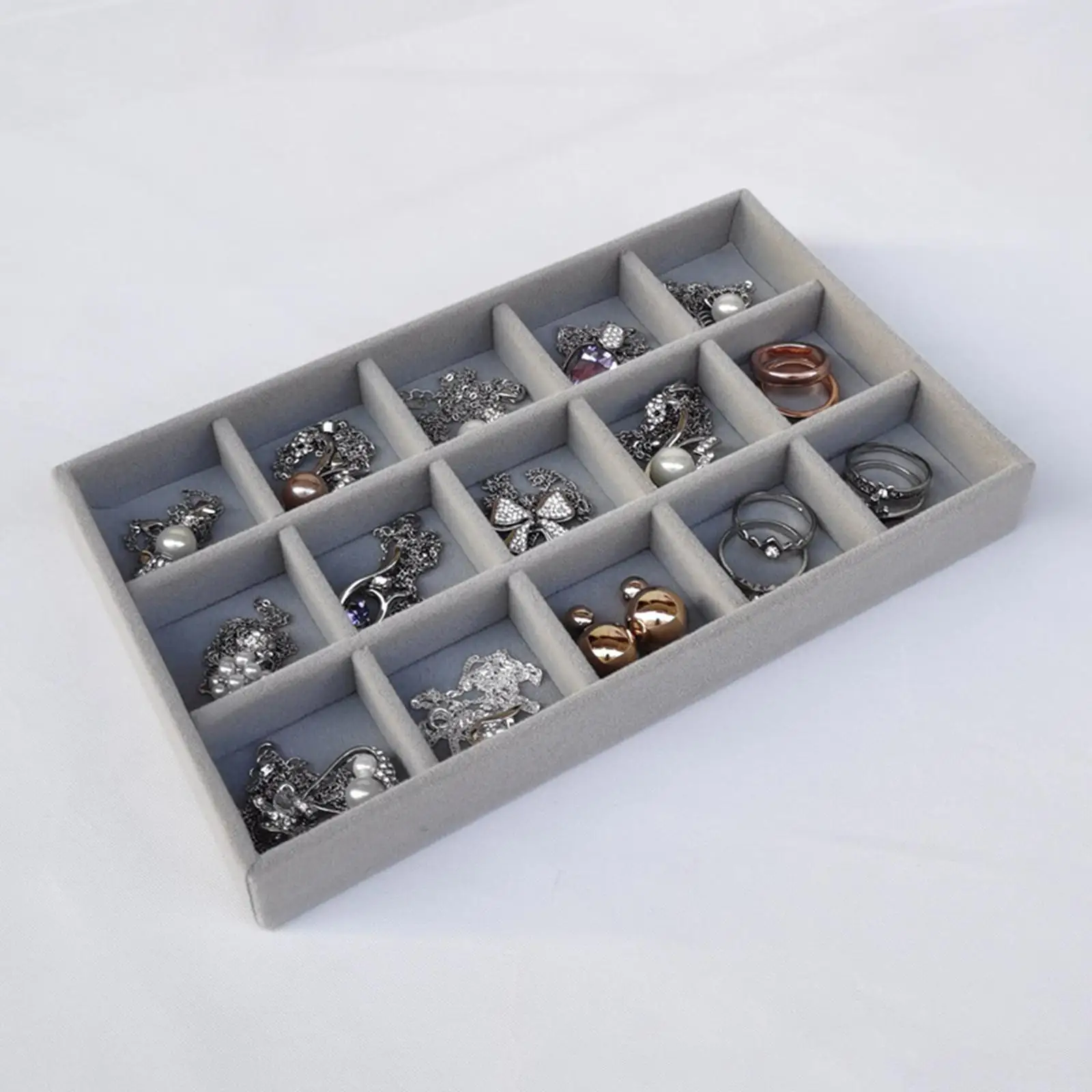 Jewelry Tray Multipurpose Velvet Storage Tray Display Organizer Jewellery Drawer Organiser for Bracelet Rings Bangle Necklace