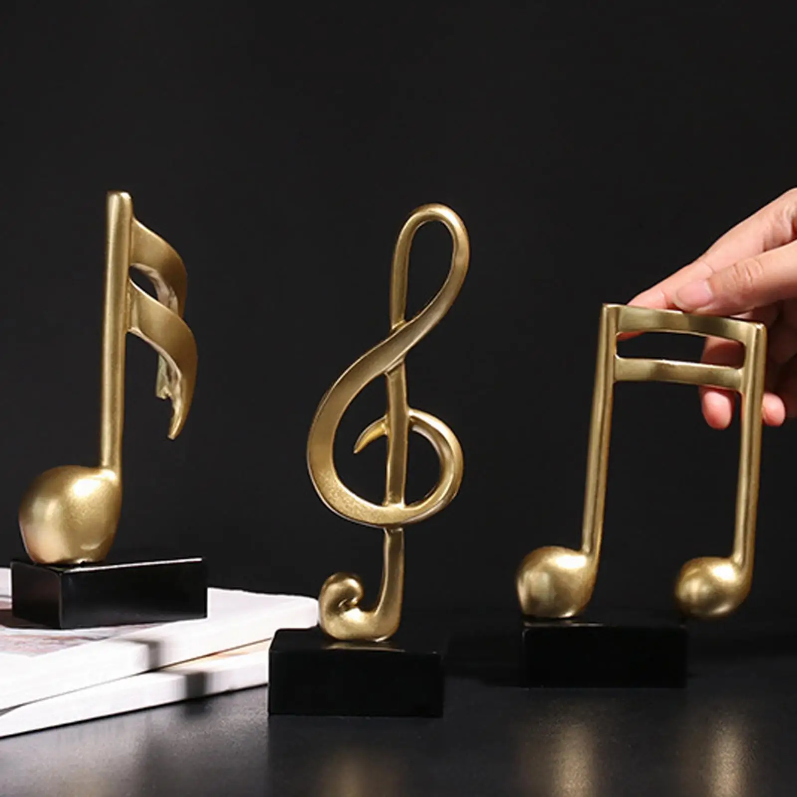 Creative Music Note Statue Musical Notation Ornament for Home Bookcase Decor