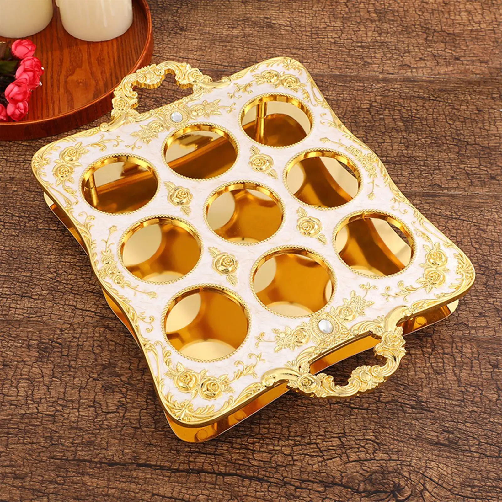 Aluminum Alloy 9 Holes Water Cup Holder Tray Platter for Restaurant