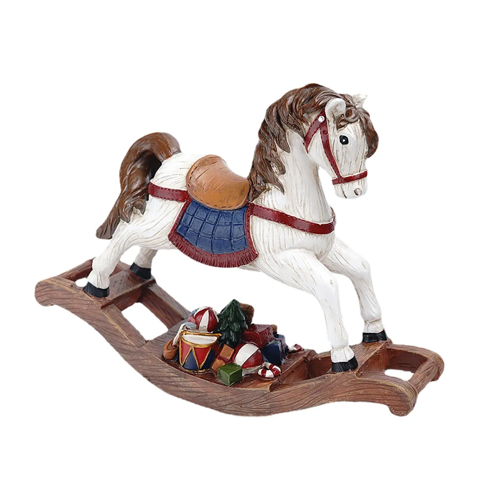 Rocking Horse Doll Figurine Desktop Interior Sculpture for Fireplace Hotel