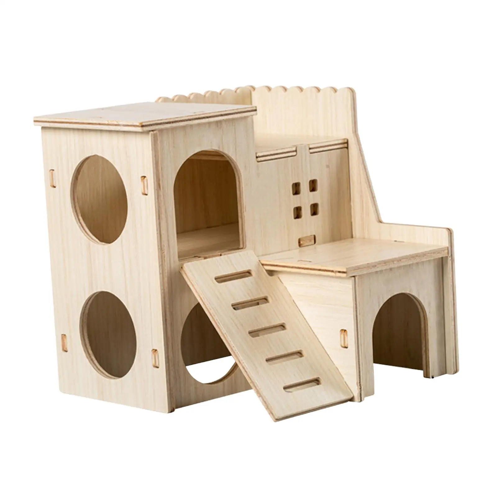 Wooden Hamster House Solid Wood Cage Accessories for Chinchilla Mice Hamster