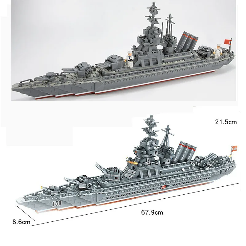 WW2 Military Warships Series Building Blocks Battleship Bismarck Colossus Model WW2 Military Soldier Weapon Toys wooden stacking blocks