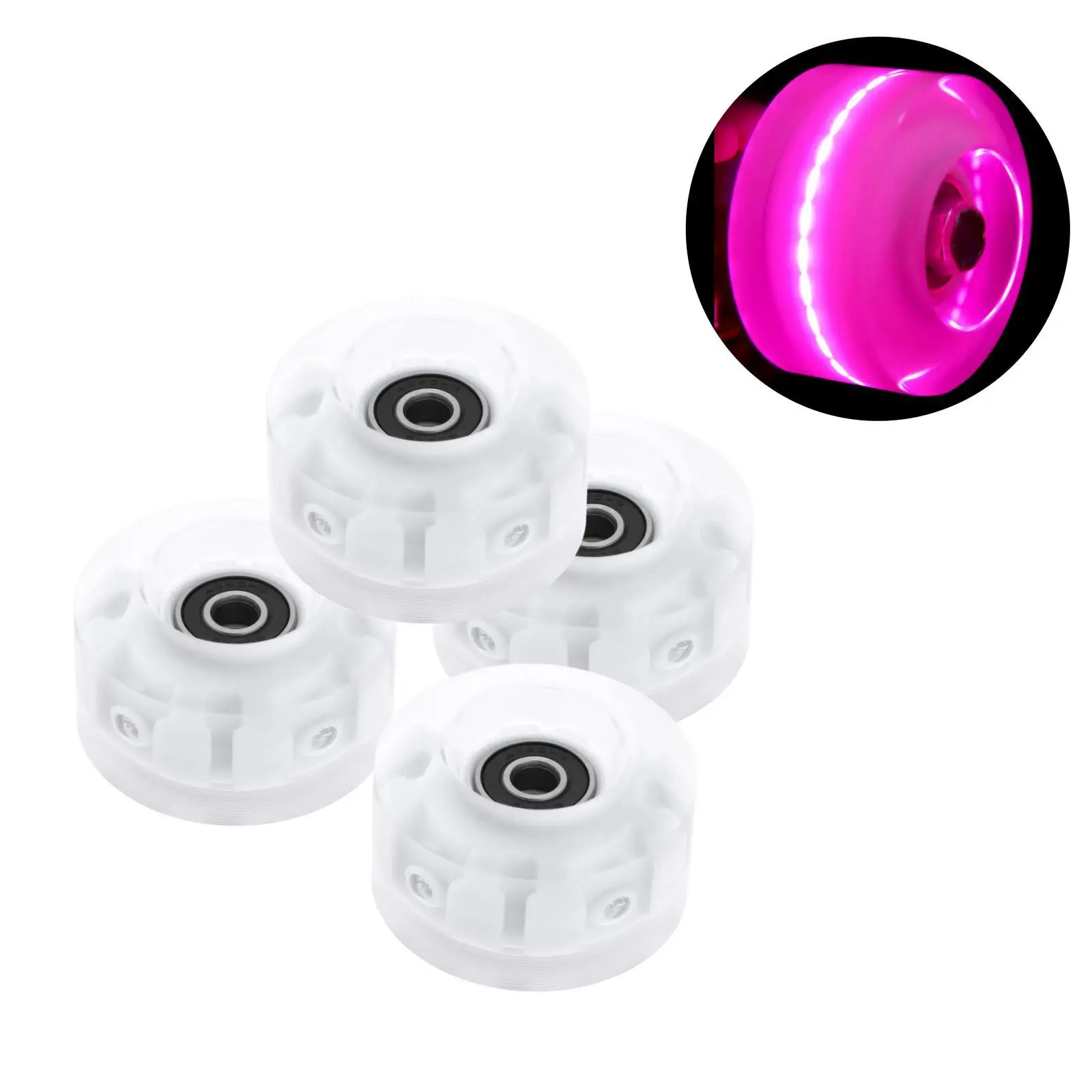 4 Pack Luminous Roller Skate Wheels Light Up w/ Bearings Double Row Skating