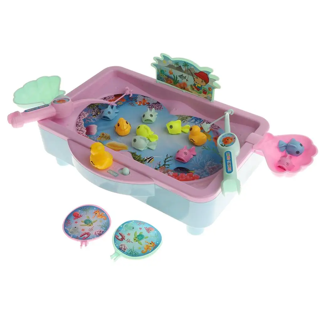 22Pcs Baby  Fishing Toy Vivid Fish Model Playset & Electric Revolving Fish Musical Pool Early Developmental Game