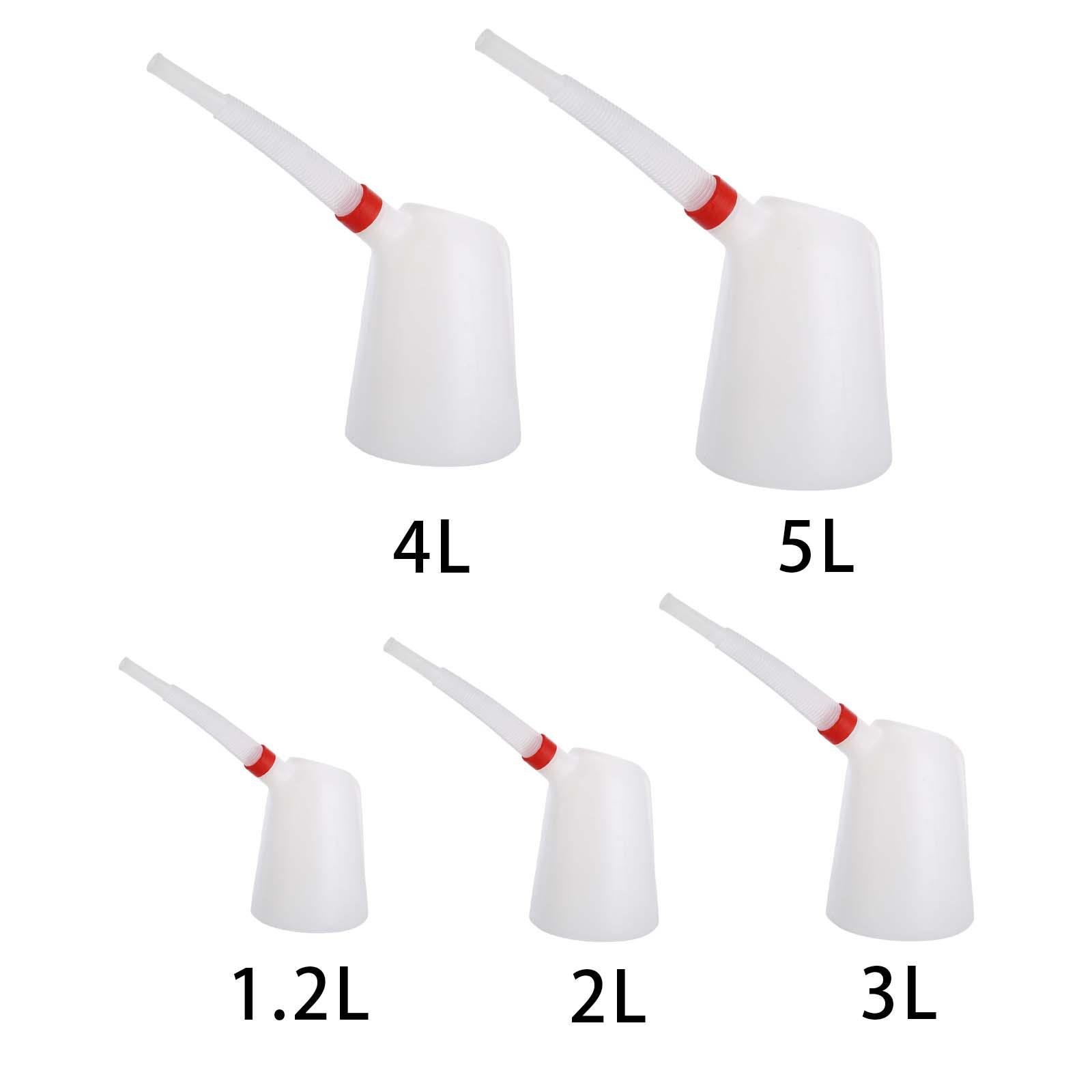 Oil Measuring Jug with Pouring Flexible Spout Container Oiler Universal Plastic Measuring with Lid Durable for Traveling Car