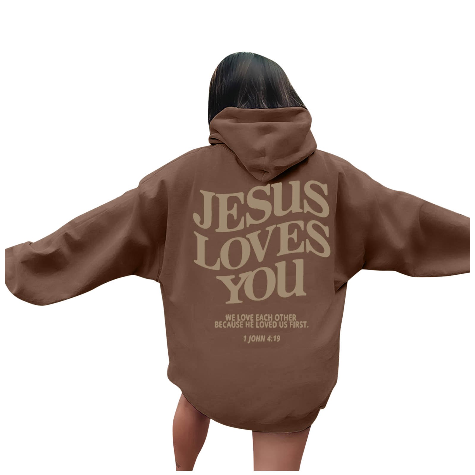 Title 5, Jesus Loves You Oversized Graphic Hoodie Women ...