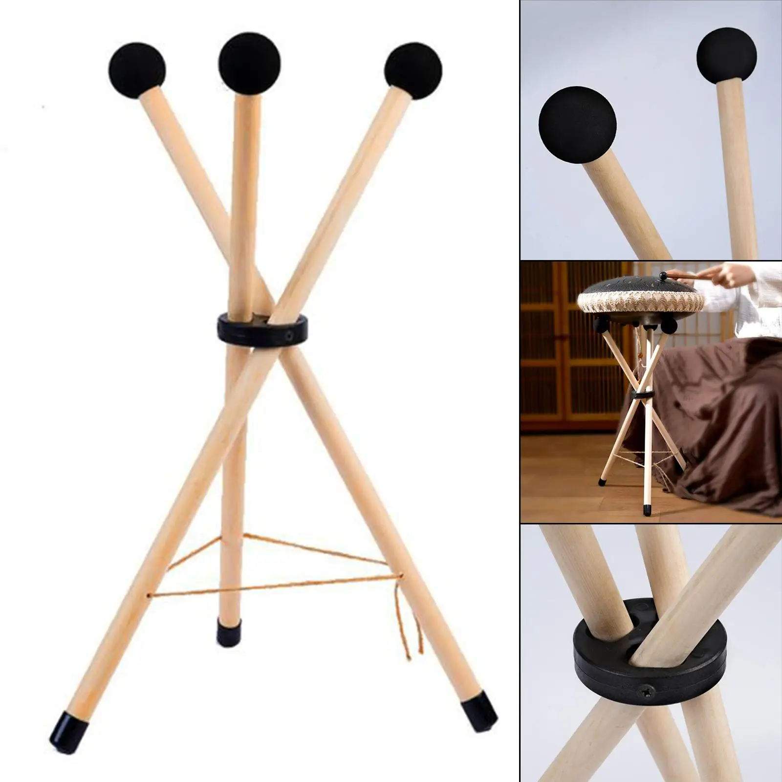 Solid Wood Tongue Drum Tripod Stand Folding Triangular Snare Holder Bracket Drum Holder Tripod for Tongue Drum Percussion Parts