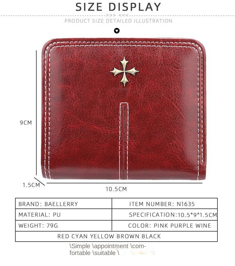 Baellerry Portafoglio da donna Nuovo arrivo Porta carte di credito con cerniera corta Portamonete semplice retrò_voghion.com