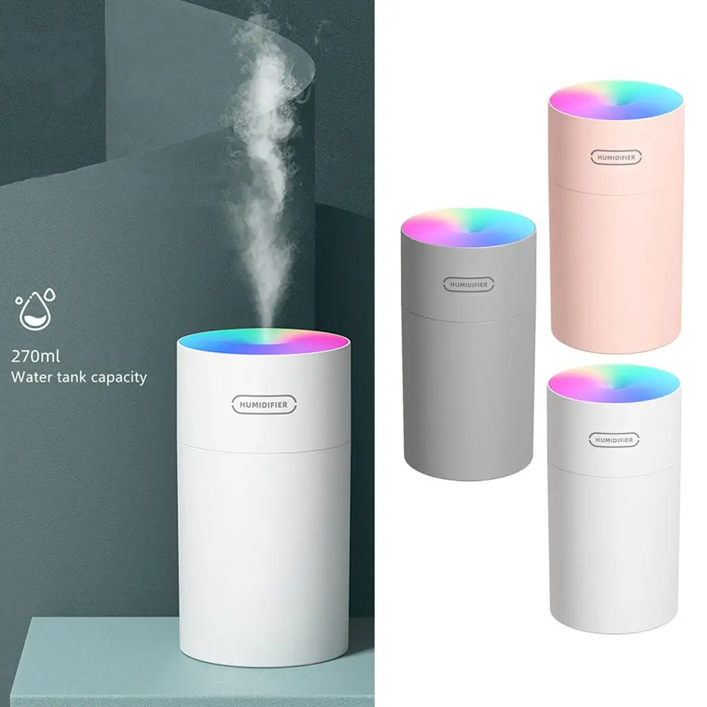 Ultrasonic USB Mini Aroma Diffuser Air Humidifier Colorful Light for Home Office Bedroom