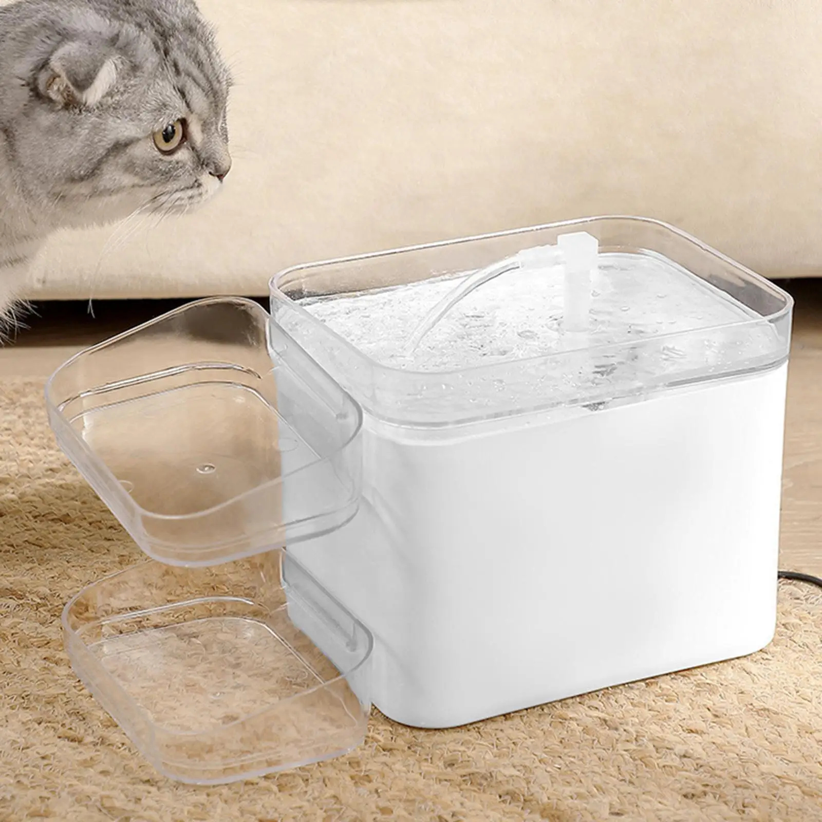 Automatic Cat Water Fountain with Night Light Electric Pet Waterer for Cats