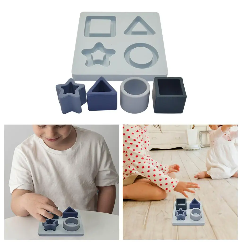 Modern Silica Gel Puzzles Toys Nesting Sorting Teething Toy Blocks Shapes Early Education Small Size Easy Grasp