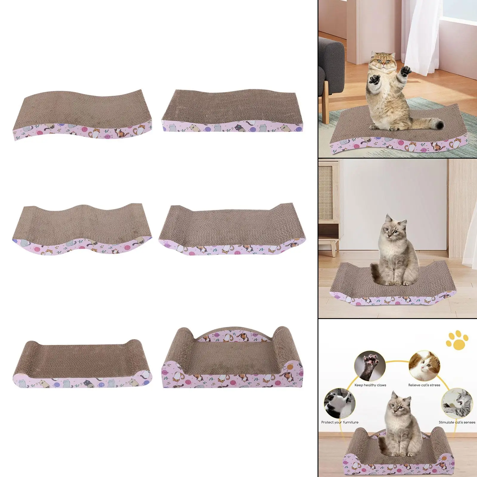 Reversible Cat Scratch Pad Nest Scratching Pad Cat Scratcher Board Cat Scratchers Cardboard for Furniture Protector Play Sleep