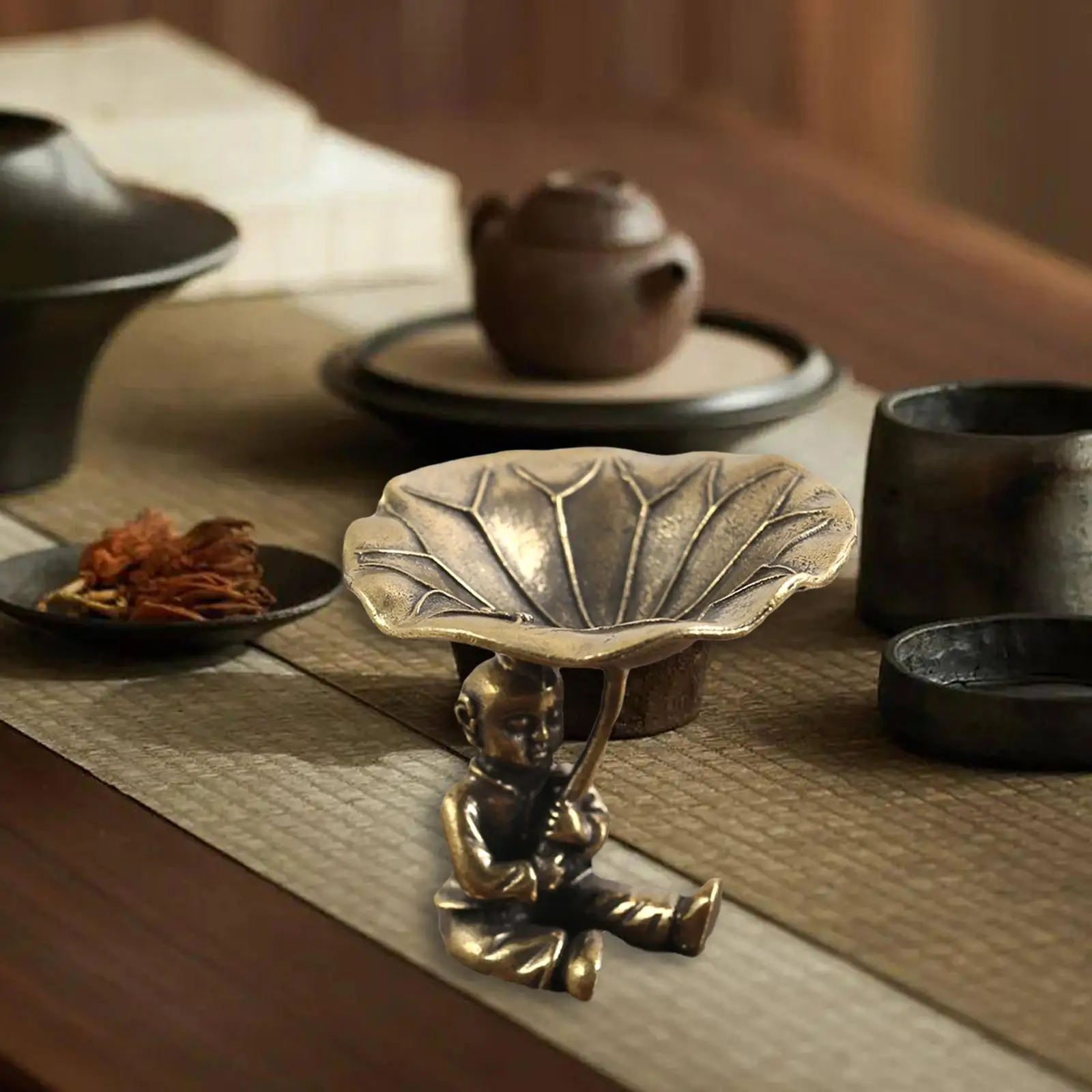 Incense Holder Brass Tea Pet Ornament Incense Stoves for Indoor Home Bedroom