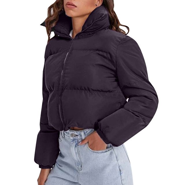 Winter Women Puffer Jacket Zip-Up Thicken Cotton-Padded