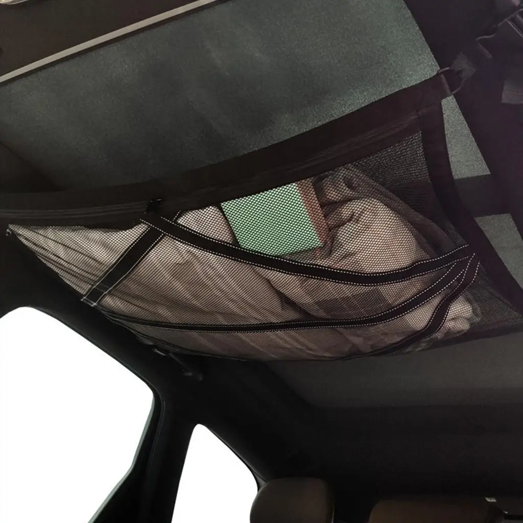 Car Ceiling Storage Bag Mesh Auto Accessory Adjustable for Long Trip