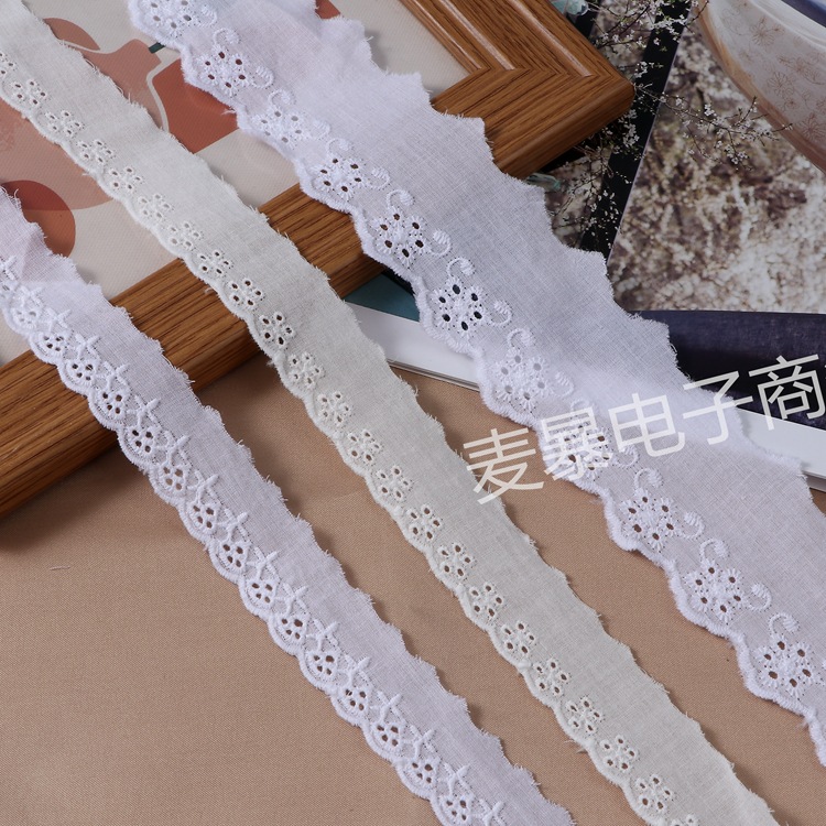 Description Picture 3 of itemBeige White Floral Embroidery Cotton Lace Ribbon DIY Apparel Sewing & Fabric Handmade Crafts Material Lace Tape