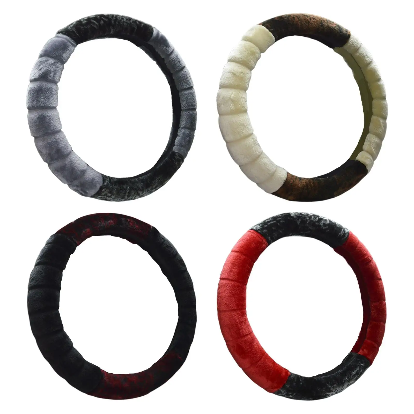 Car Steering Wheel Cover Soft Plush Universal 15 inch Protector Classic Car Parts Anti-Slip Steering Cover for Winter Warm