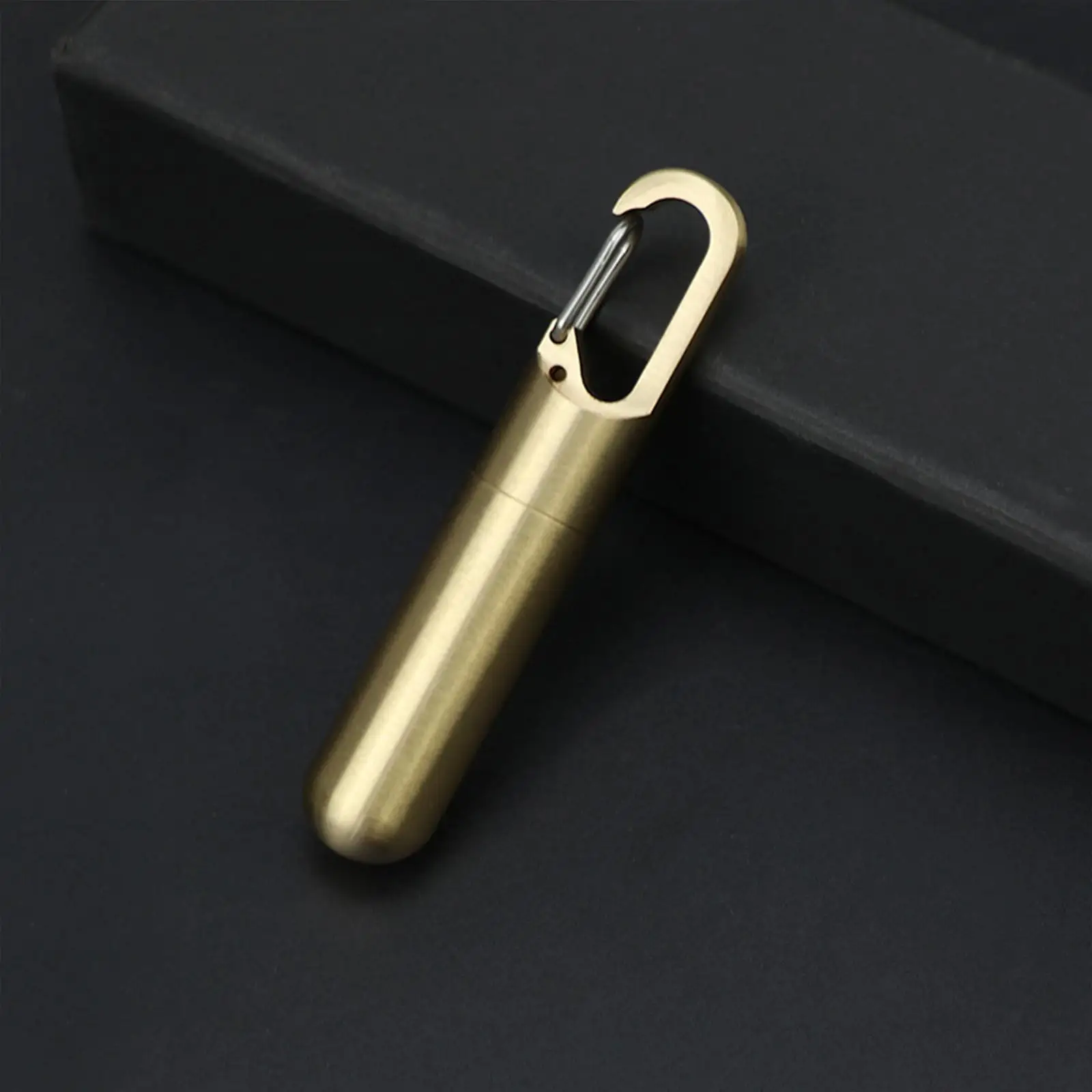 Brass Keychain Pill Holder Small Mini Pill Case for Travel Outdoor Camping