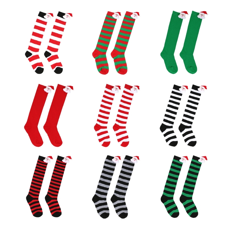 Warme Kinderstrümpfe für Weihnachten, oberschenkelhohe Socken, Festival, dehnbare Beinstulpen A2UB – Detail 3