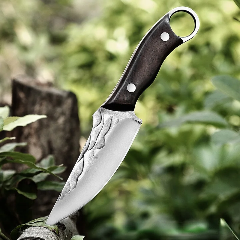 Cuchillo de cocina para deshuesar, cuchillo de caza al aire libre, cuchillo forjado hecho a mano, cuchillo militar, bueno para acampar, supervivencia al aire libre