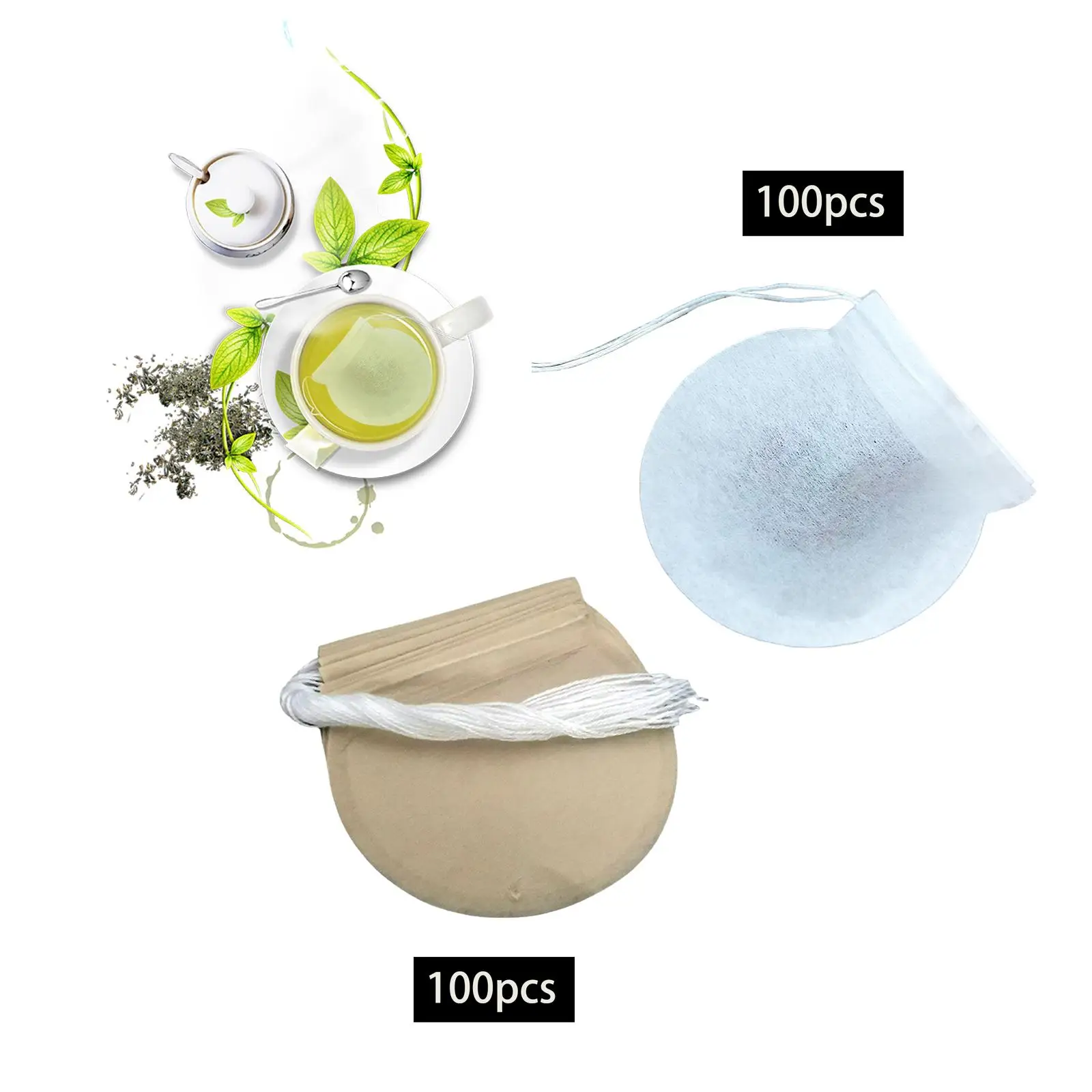 100Pcs Tea Filter Bags Pepper Spices Tea Infuser with Drawstring Coffee Seal Filter Bags Loose Tea Infuser Empty Tea Filter Bag